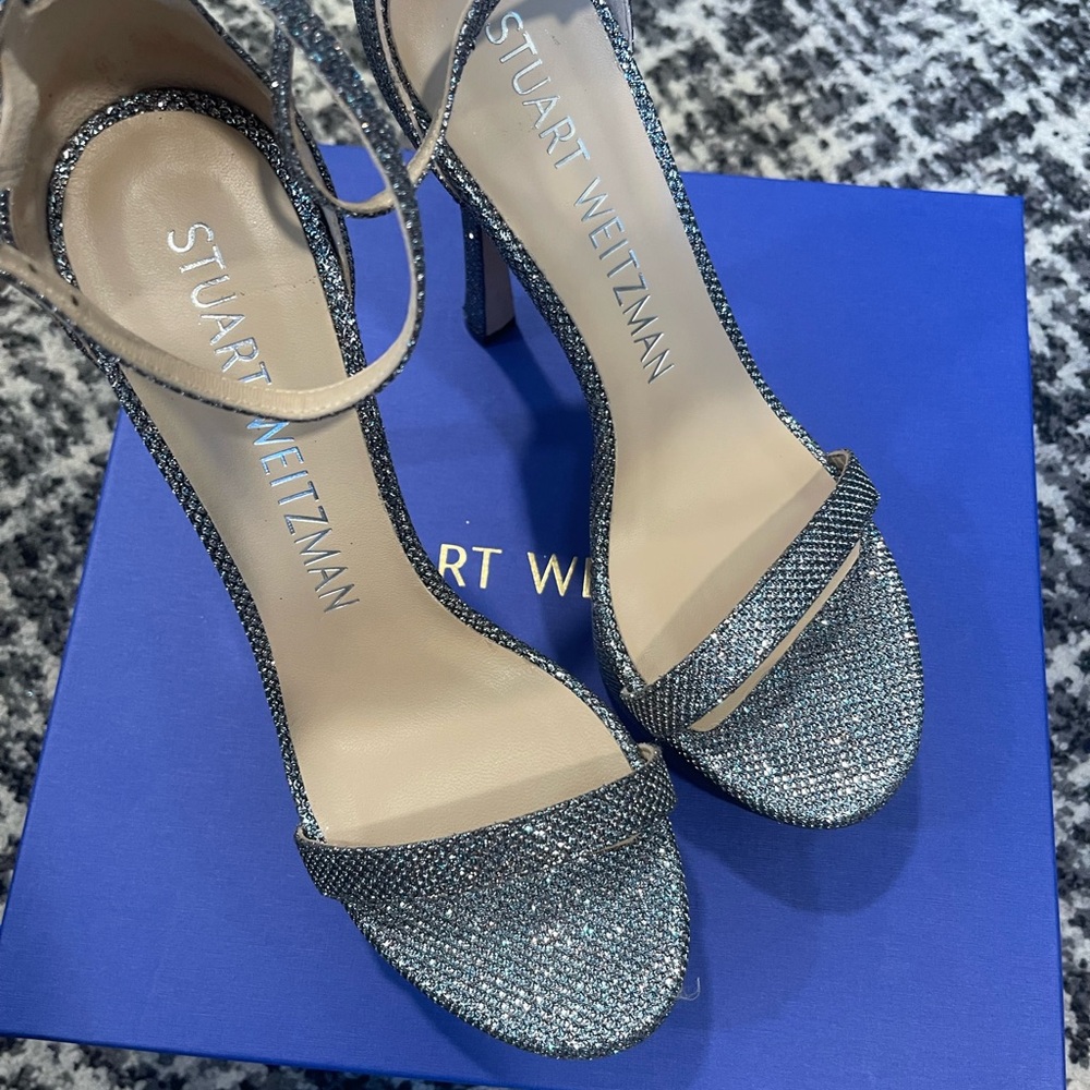 Stuart Weitzman Sparkling Silver Heels
